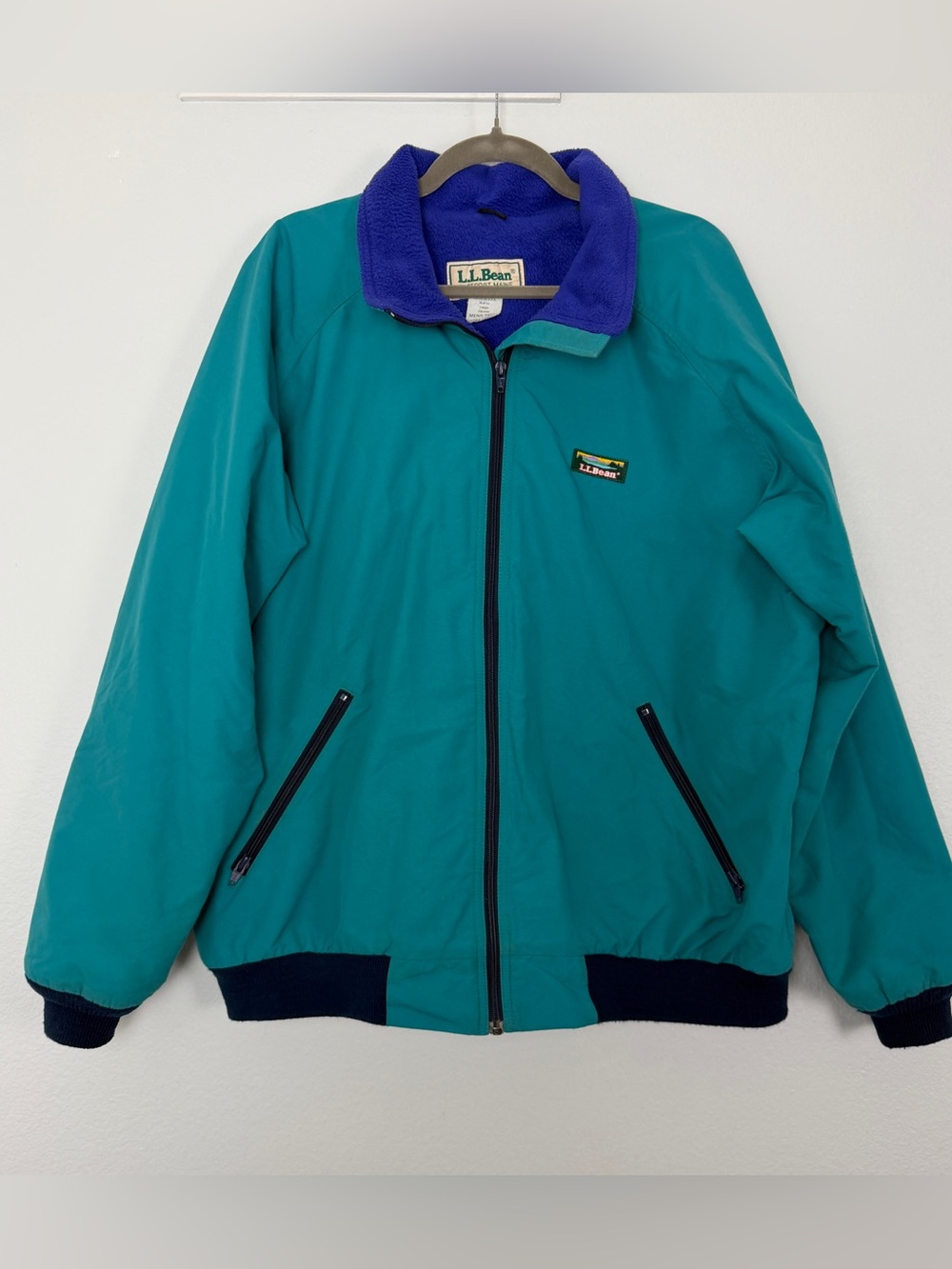Vintage L.L. Bean Teal Fleece Lined Warm Up Jacket Outdoor Gorpcore XL Tall